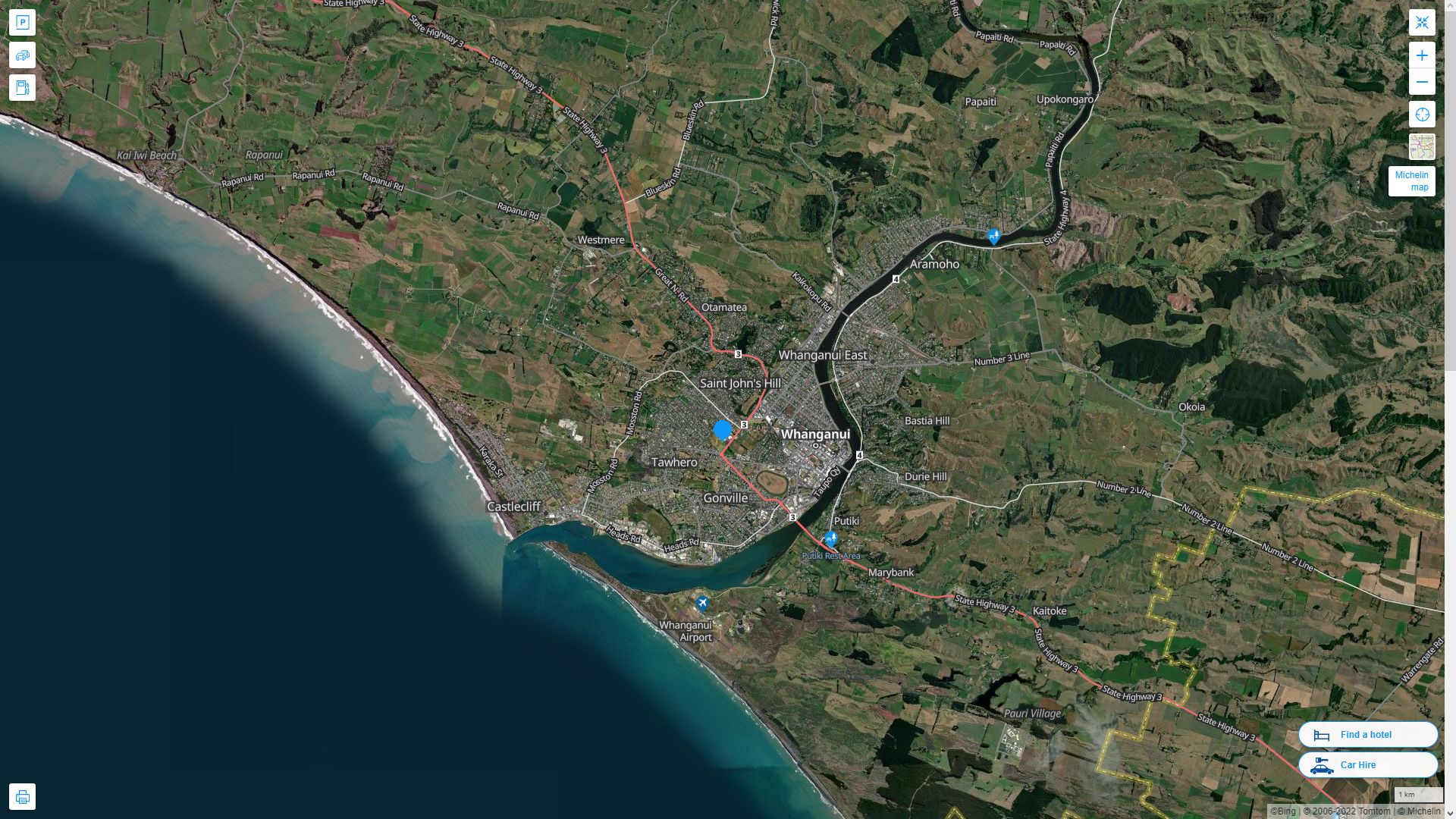 	Whanganui	 Highway and Road Map with Satellite View